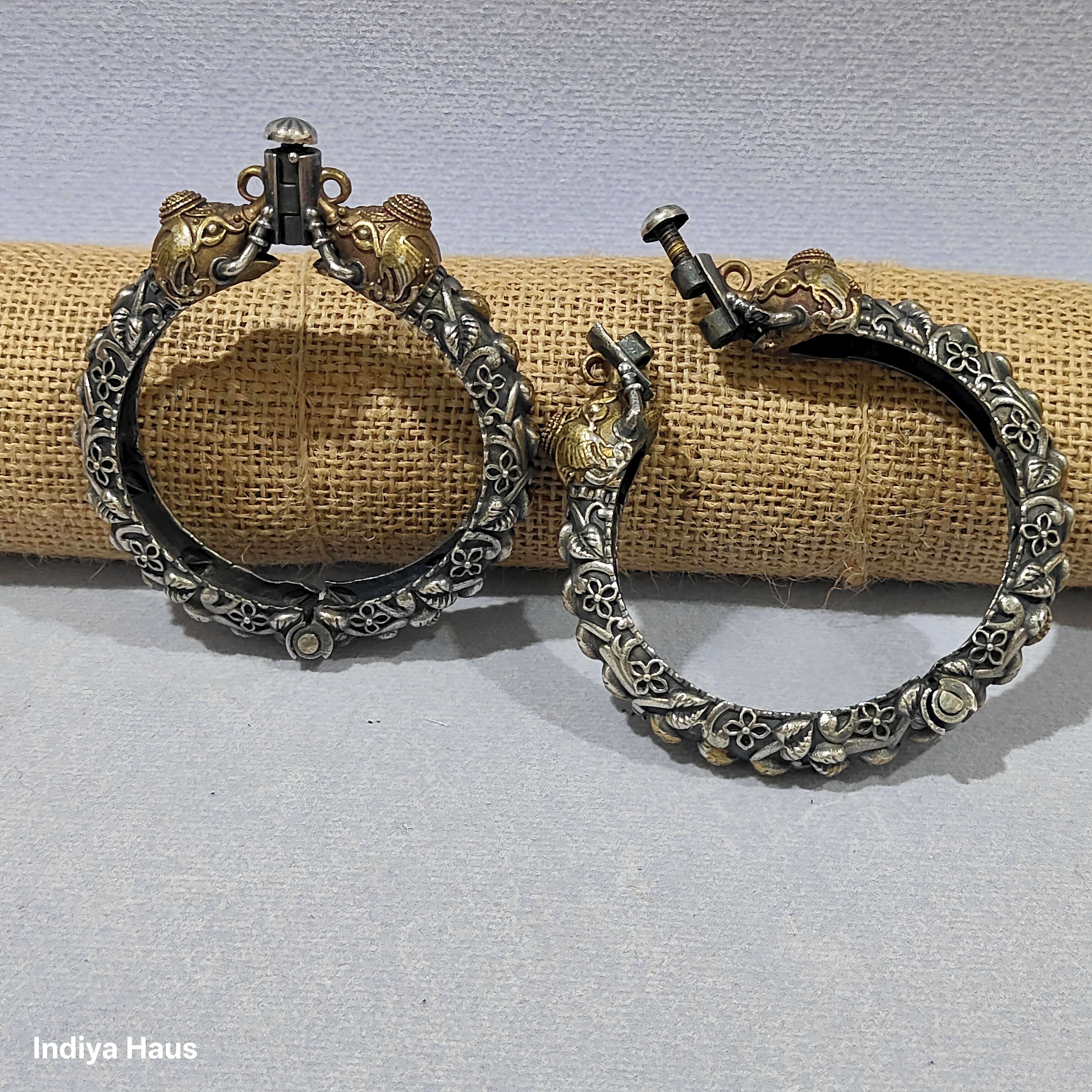 Oxidized Elephant Head Bangles