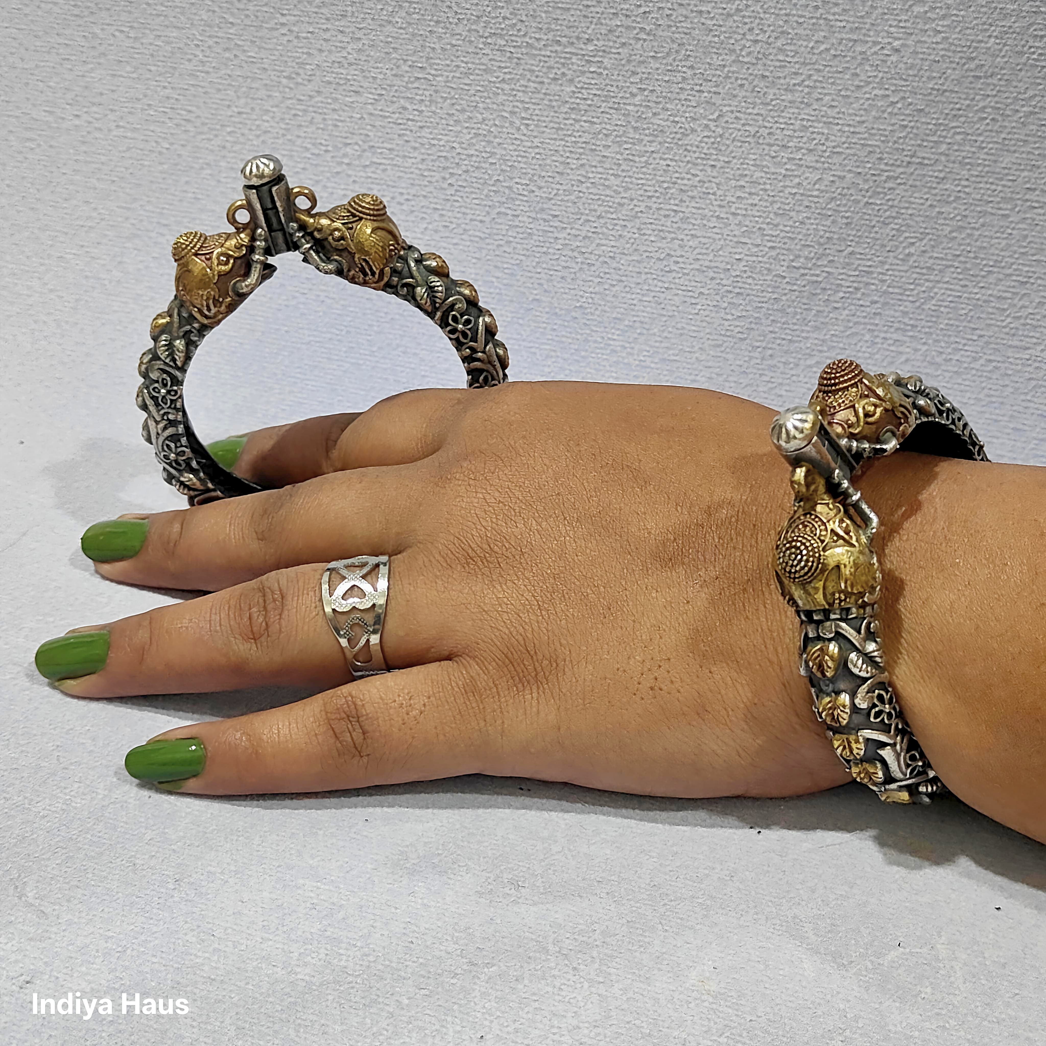 Oxidized Elephant Head Bangles