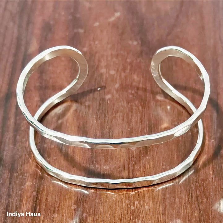 Hammered Double-Band Cuff Bracelet