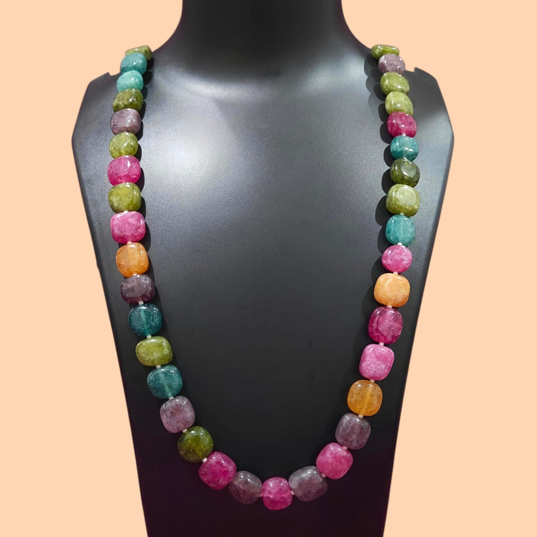 Multicolored Tumbled Stone Necklace