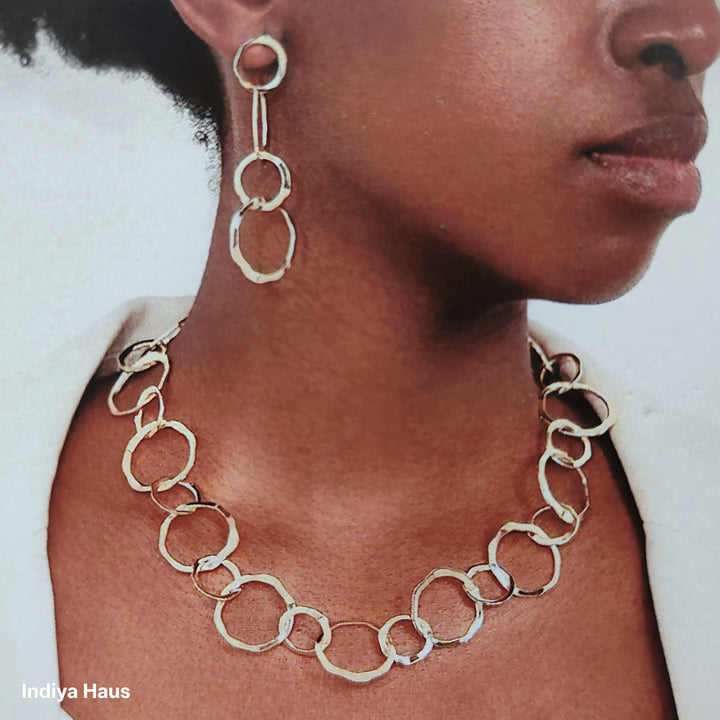 Interlocking Gold Ring Necklace Set