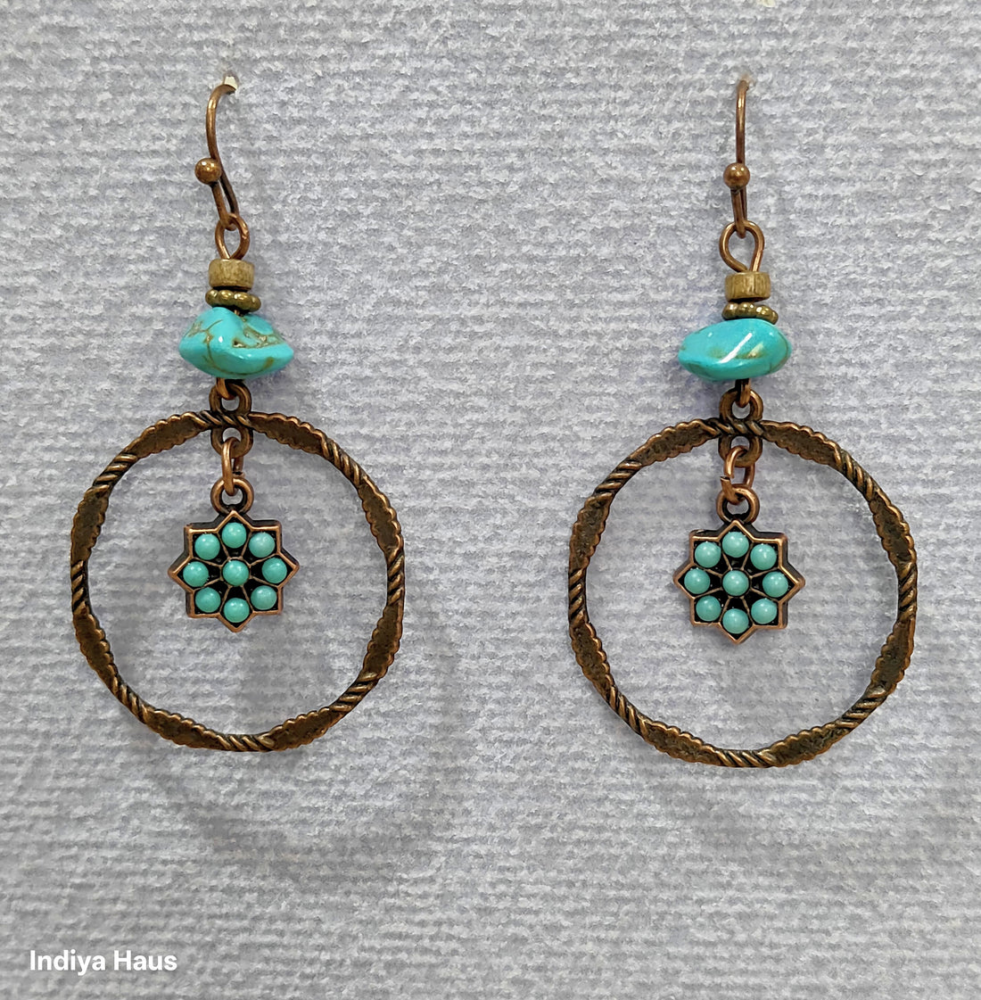 Bohemian Copper & Turquoise Hoop Earrings