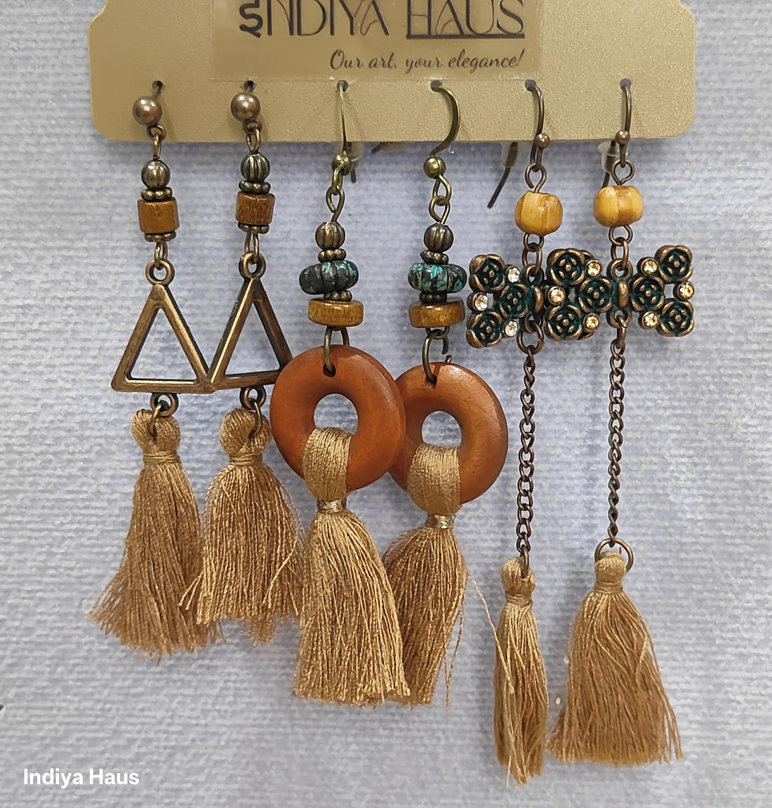 Bohemian Earth Tone Tassel Earring Set