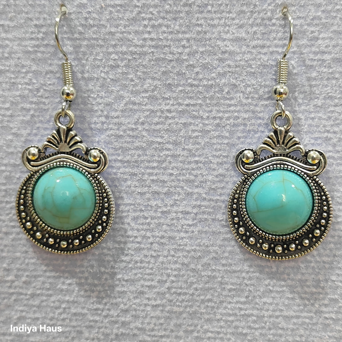 Ornate Turquoise Cabochon Earrings