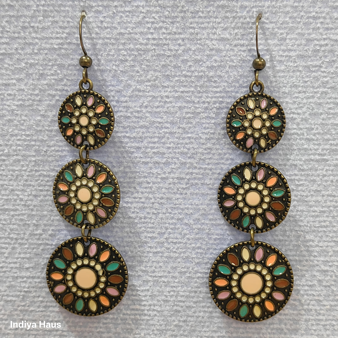 Enamel Mandala Drop Earrings