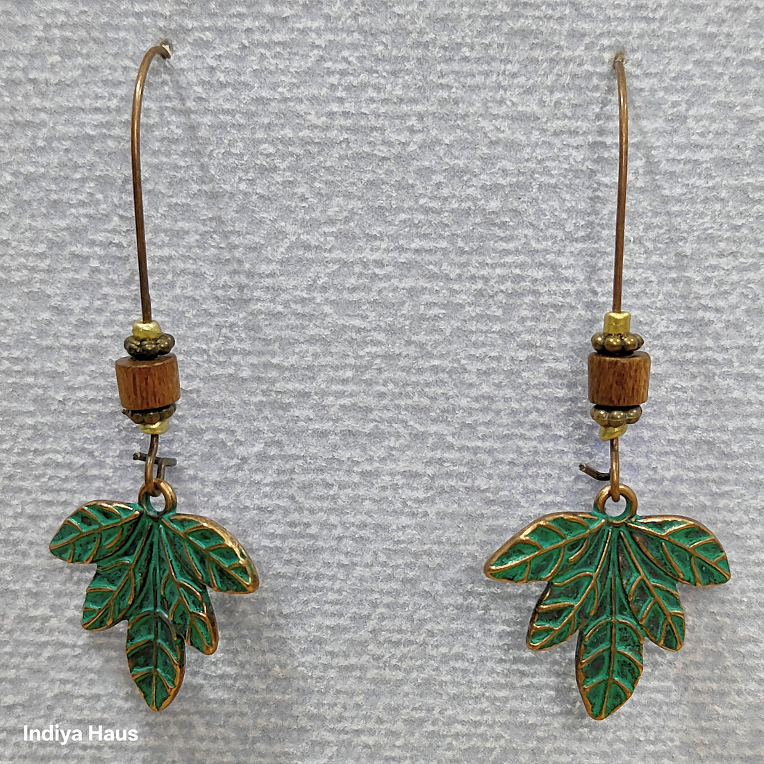 Rustic Patina Leaf Drop Earrings