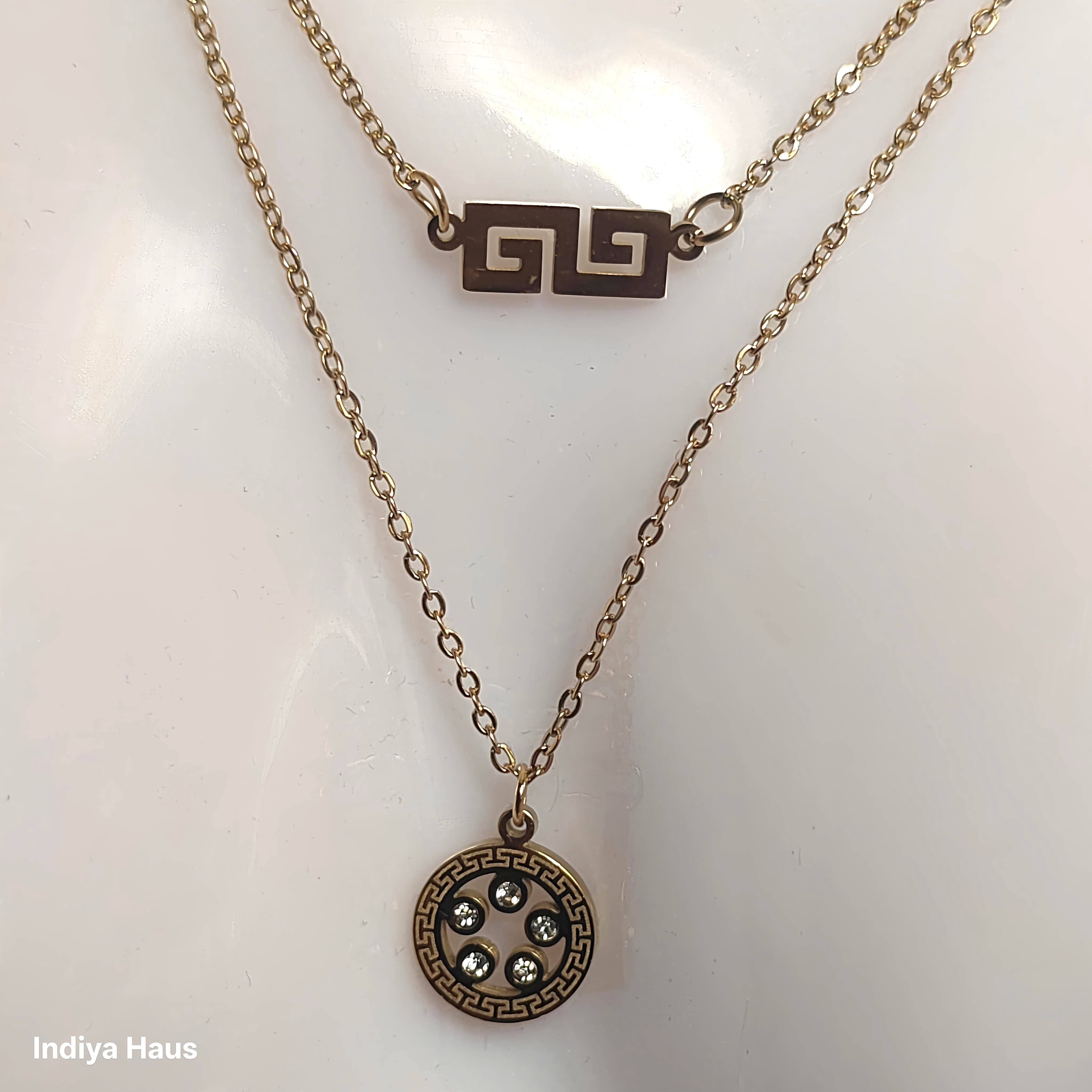 Modern Two-Layered Geometric Necklace