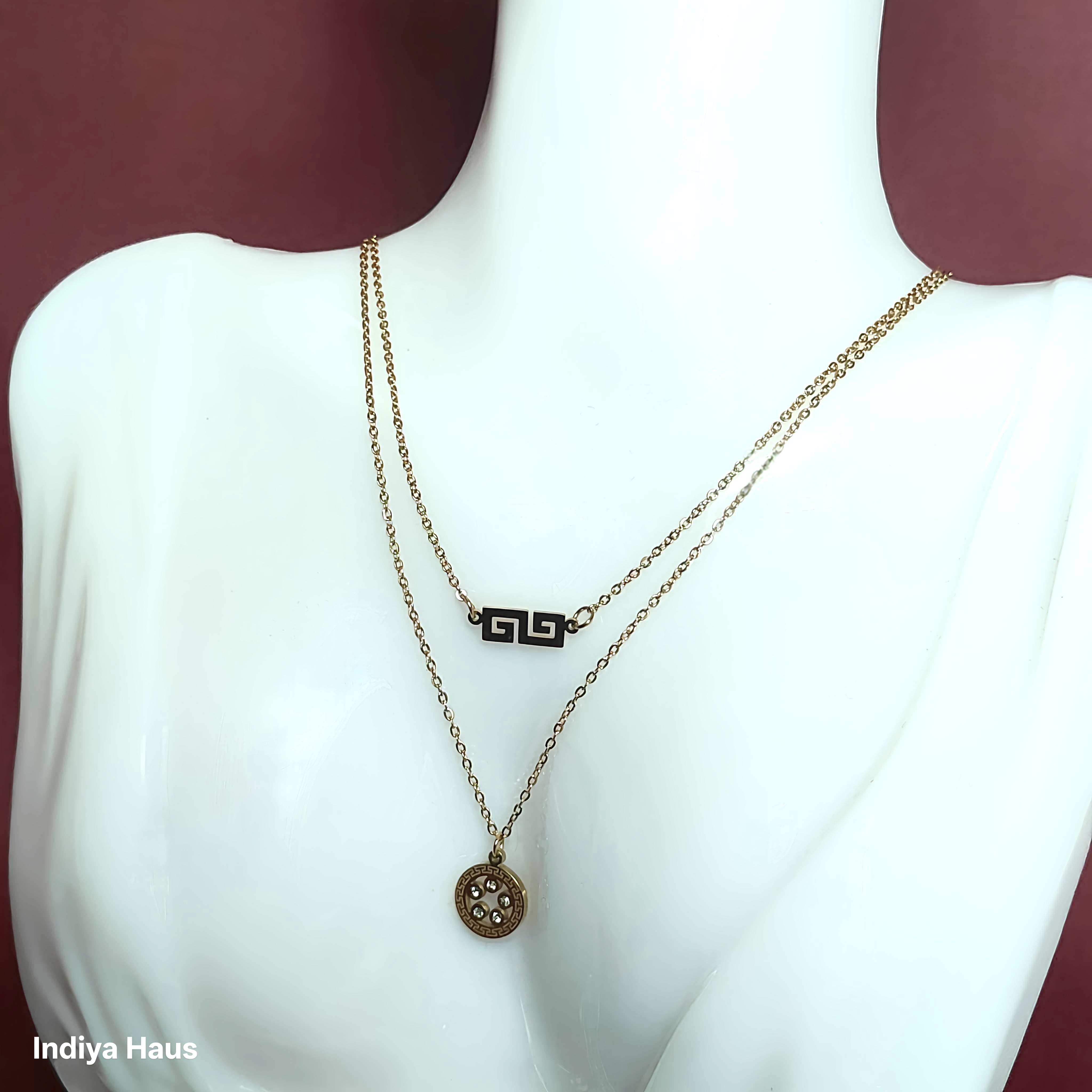 Modern Two-Layered Geometric Necklace