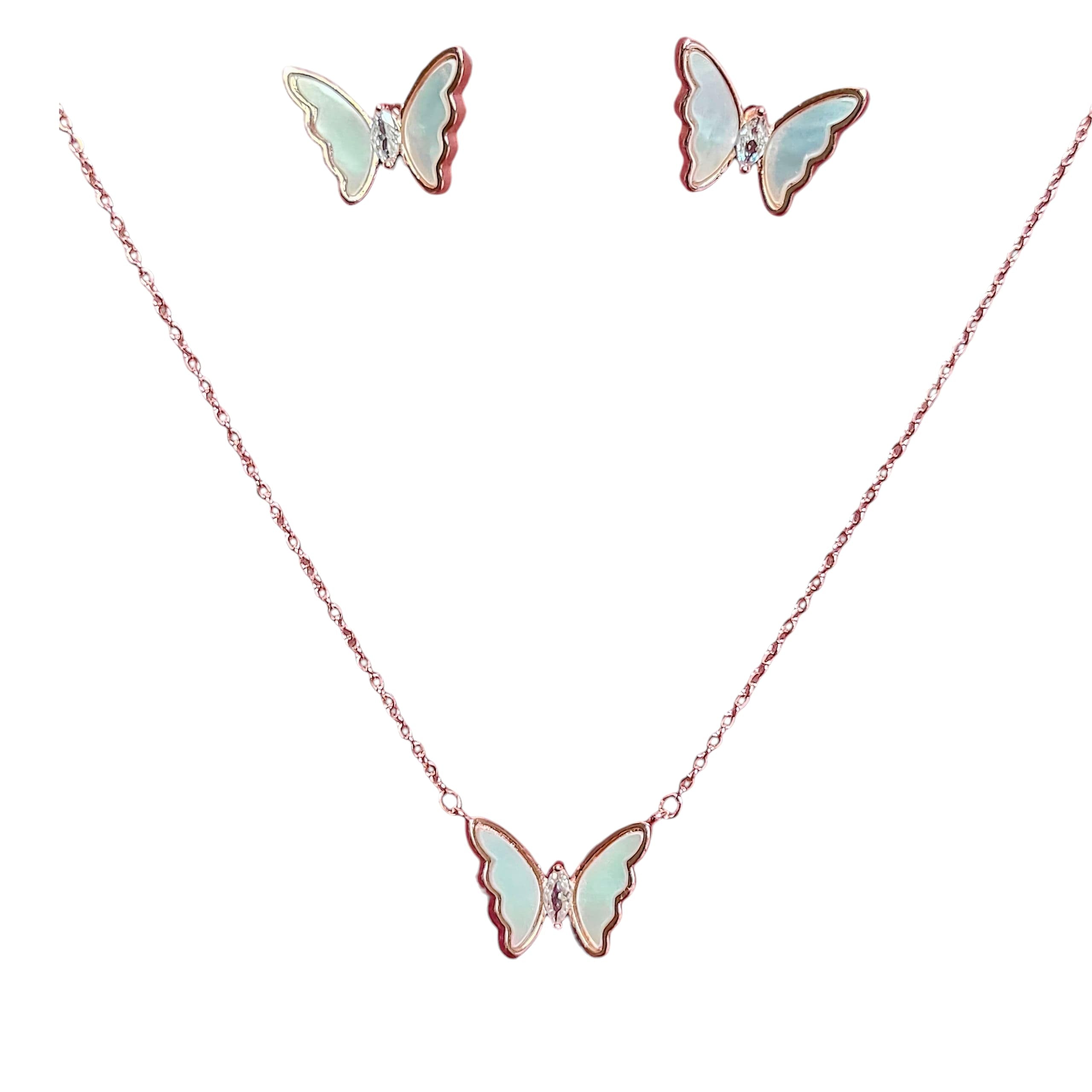 Delicate Butterfly Necklace & Earring Set