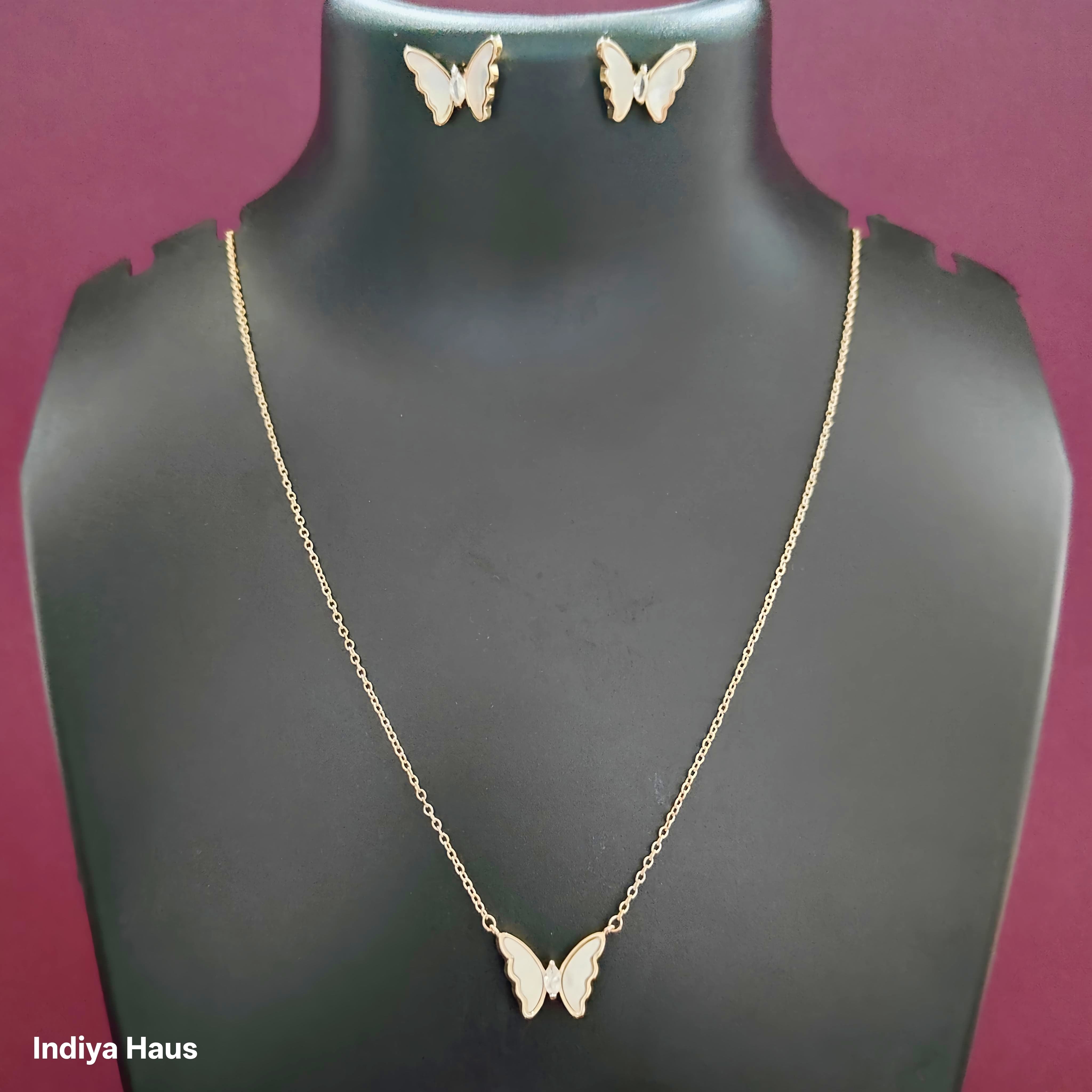 Delicate Butterfly Necklace & Earring Set