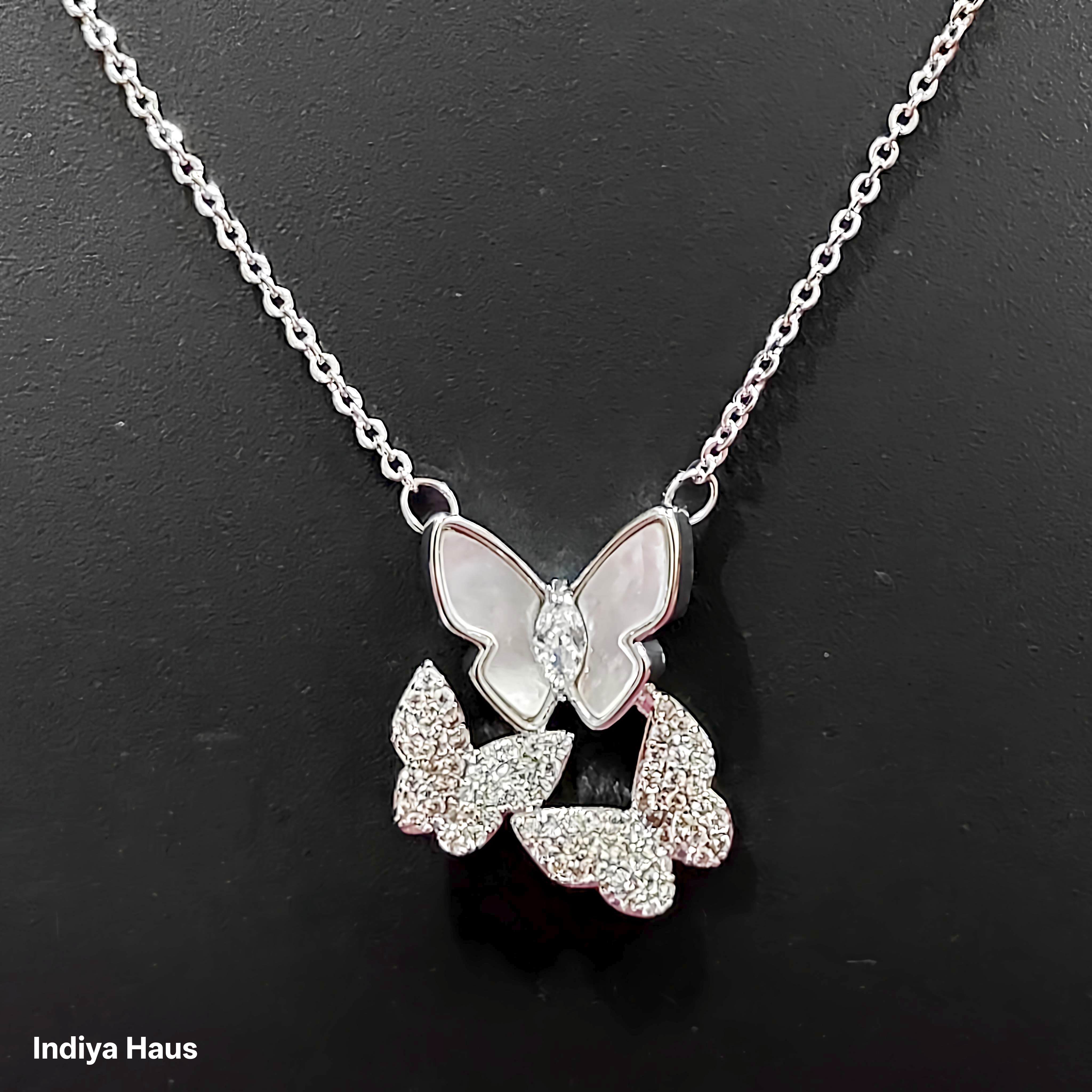 Sparkling Butterfly Cluster Necklace