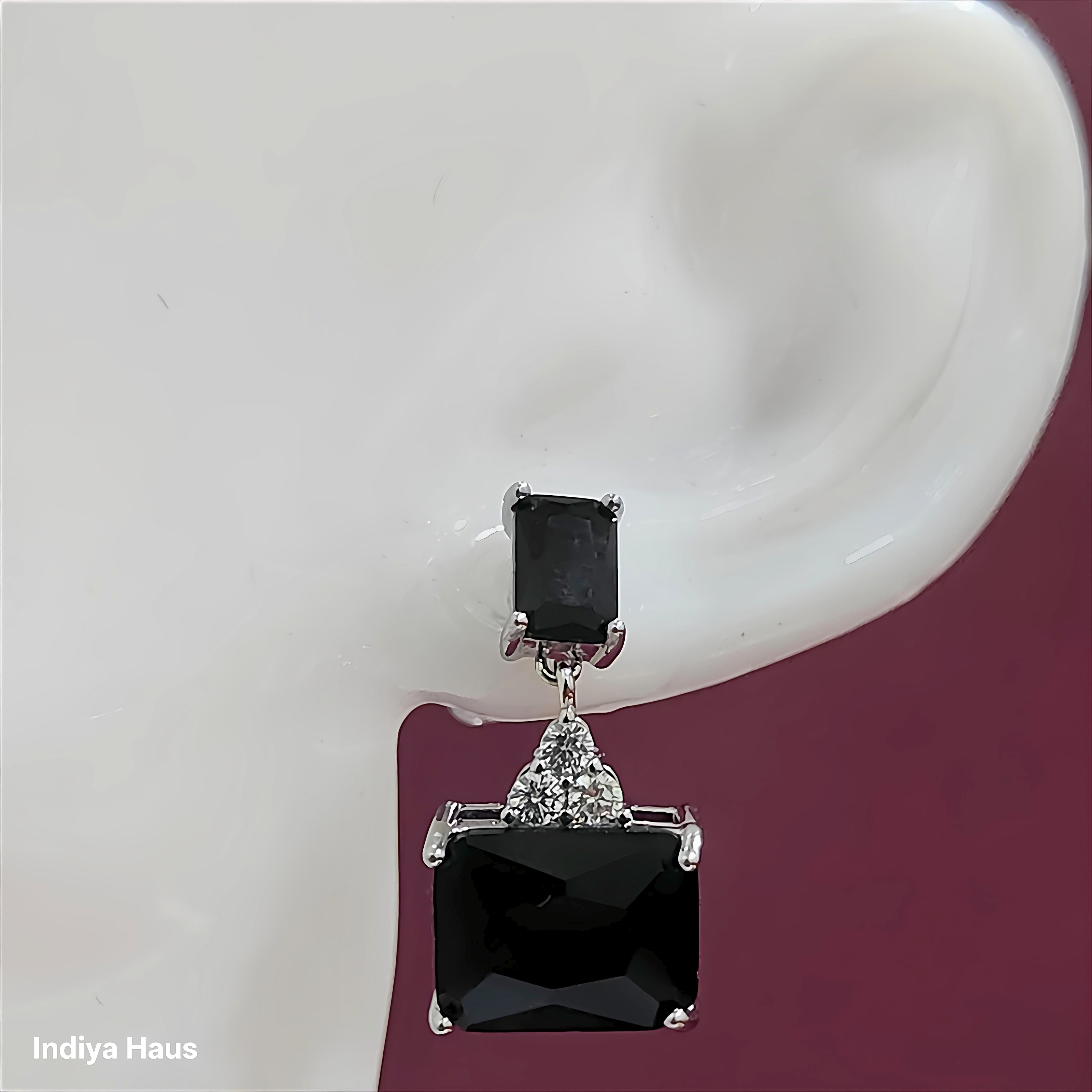 Elegant Black Stone Necklace & Earring Set