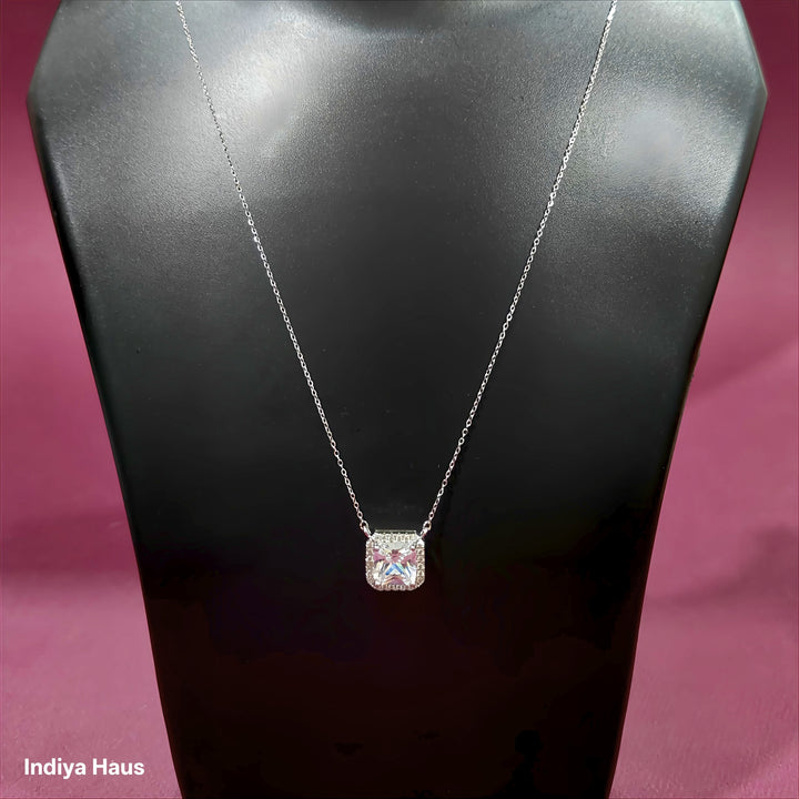 Dazzling Square Crystal Pendant Necklace