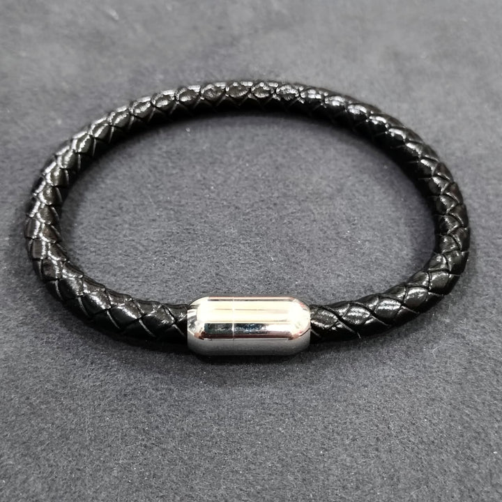 Men’s Braided Black Leather Bracelet