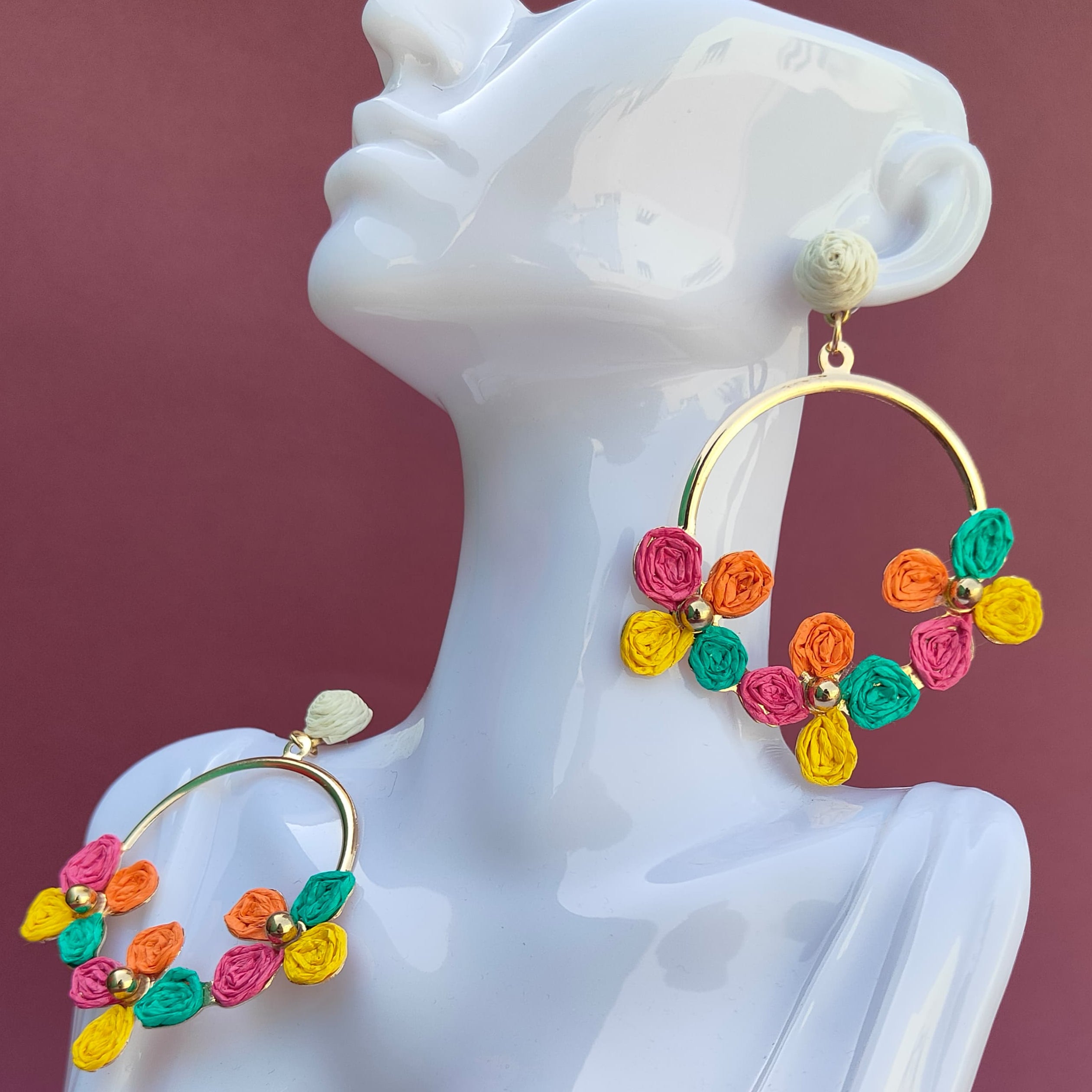 Floral Hoop Earrings