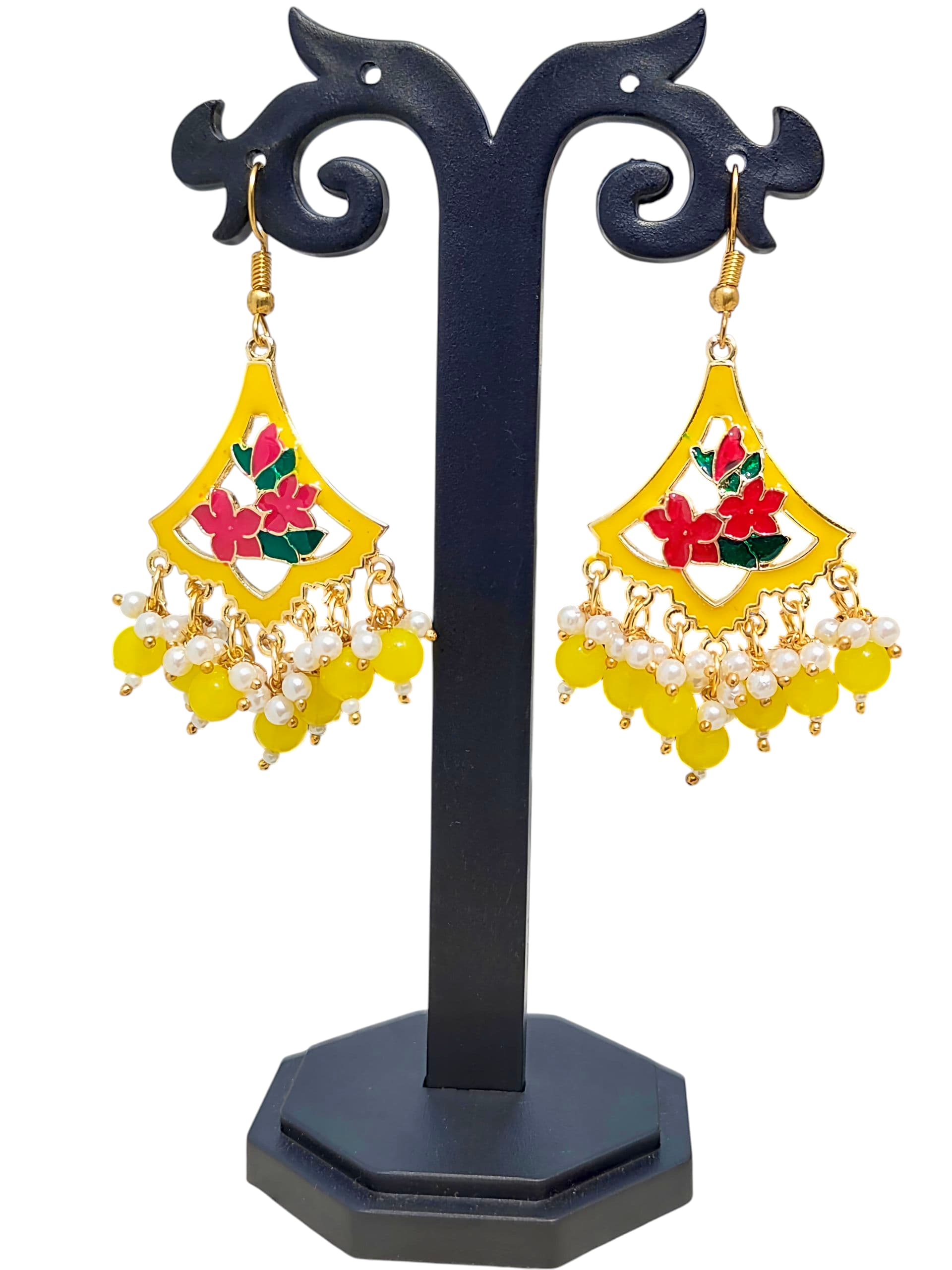 Hand-Painted Minakari Floral Earrings