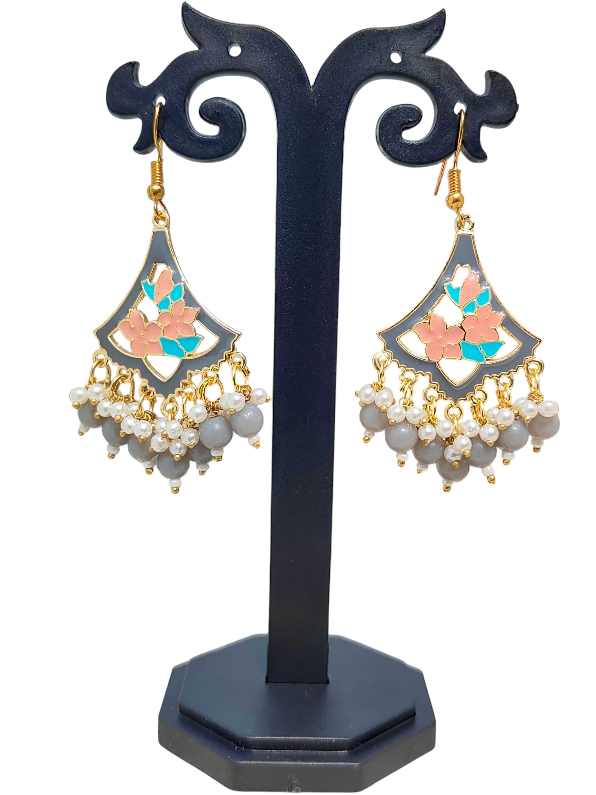 Hand-Painted Minakari Floral Earrings