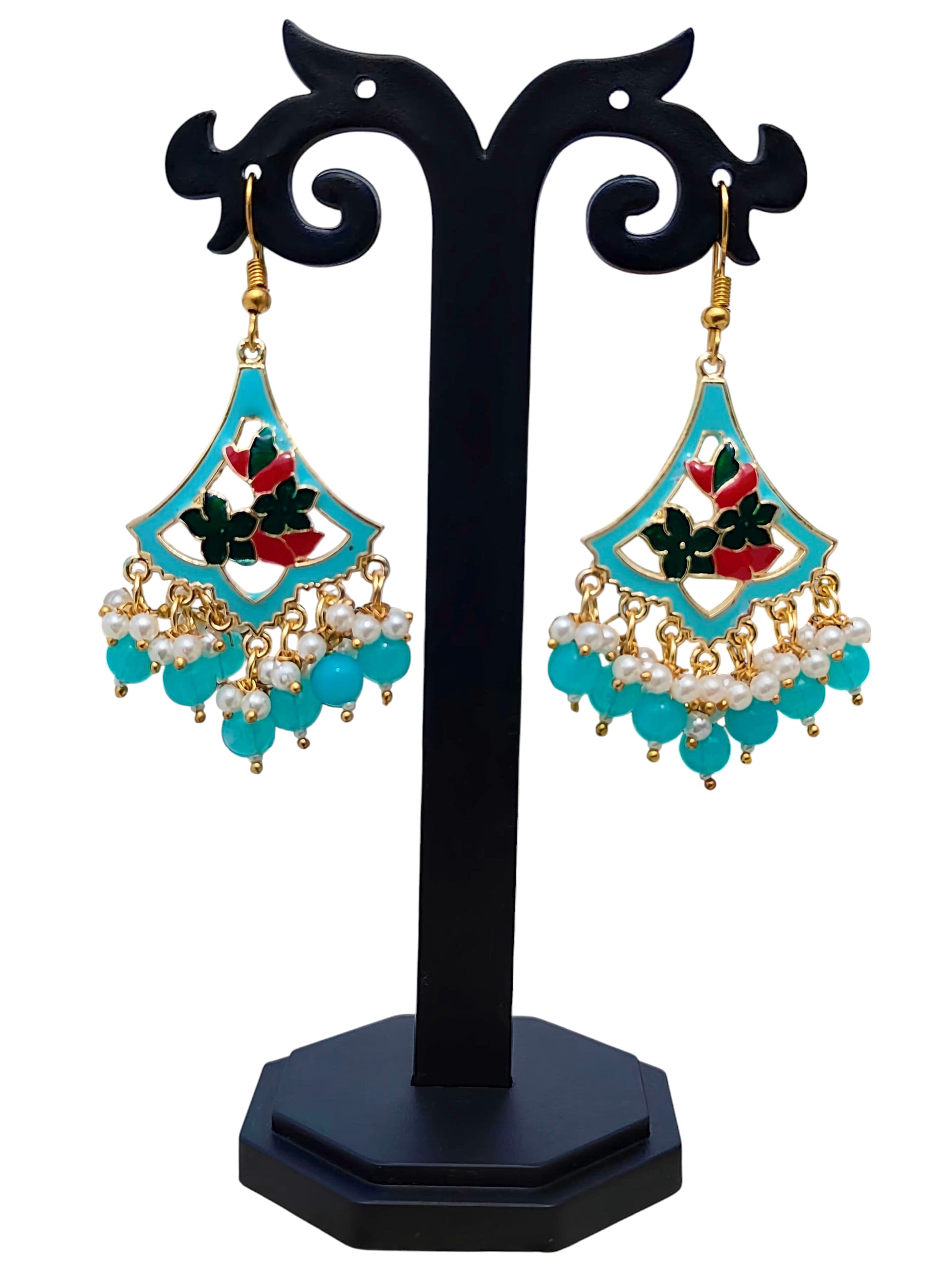 Hand-Painted Minakari Floral Earrings