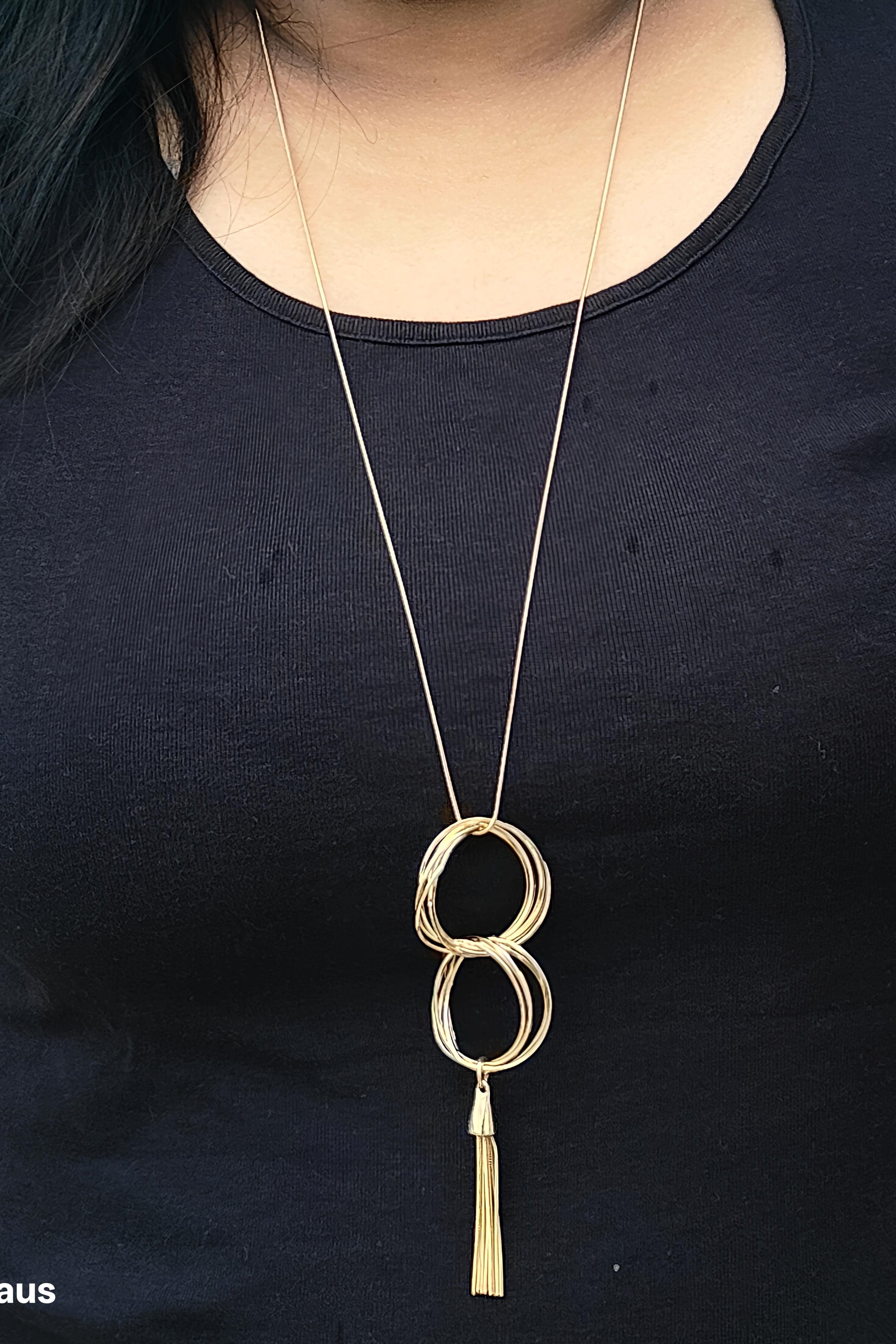 Long Golden Infinity Tassel Necklace