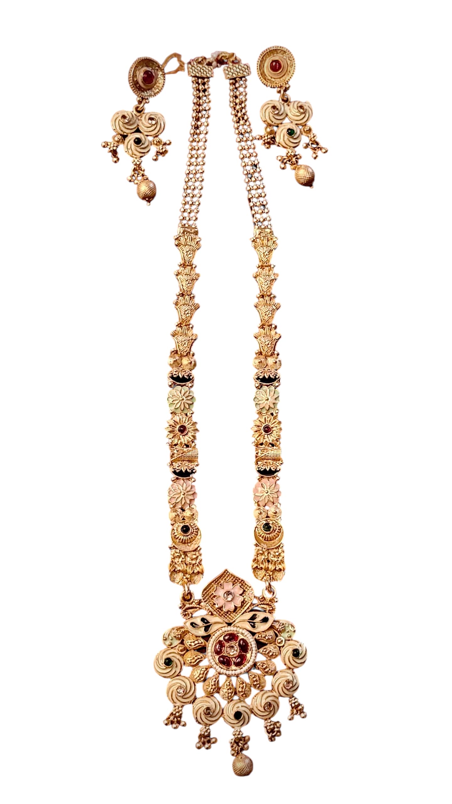 Golden & Meenakari Long Necklace Set