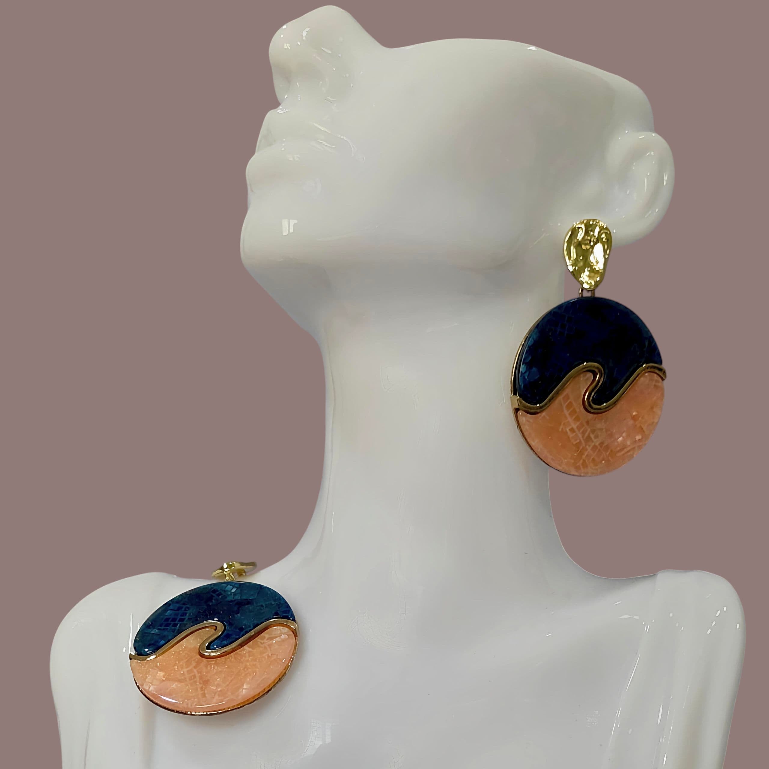 Resin Wave Round Earrings