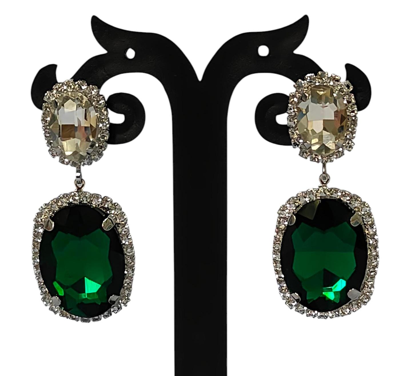 Glamorous Oval Stone Drop Earrings