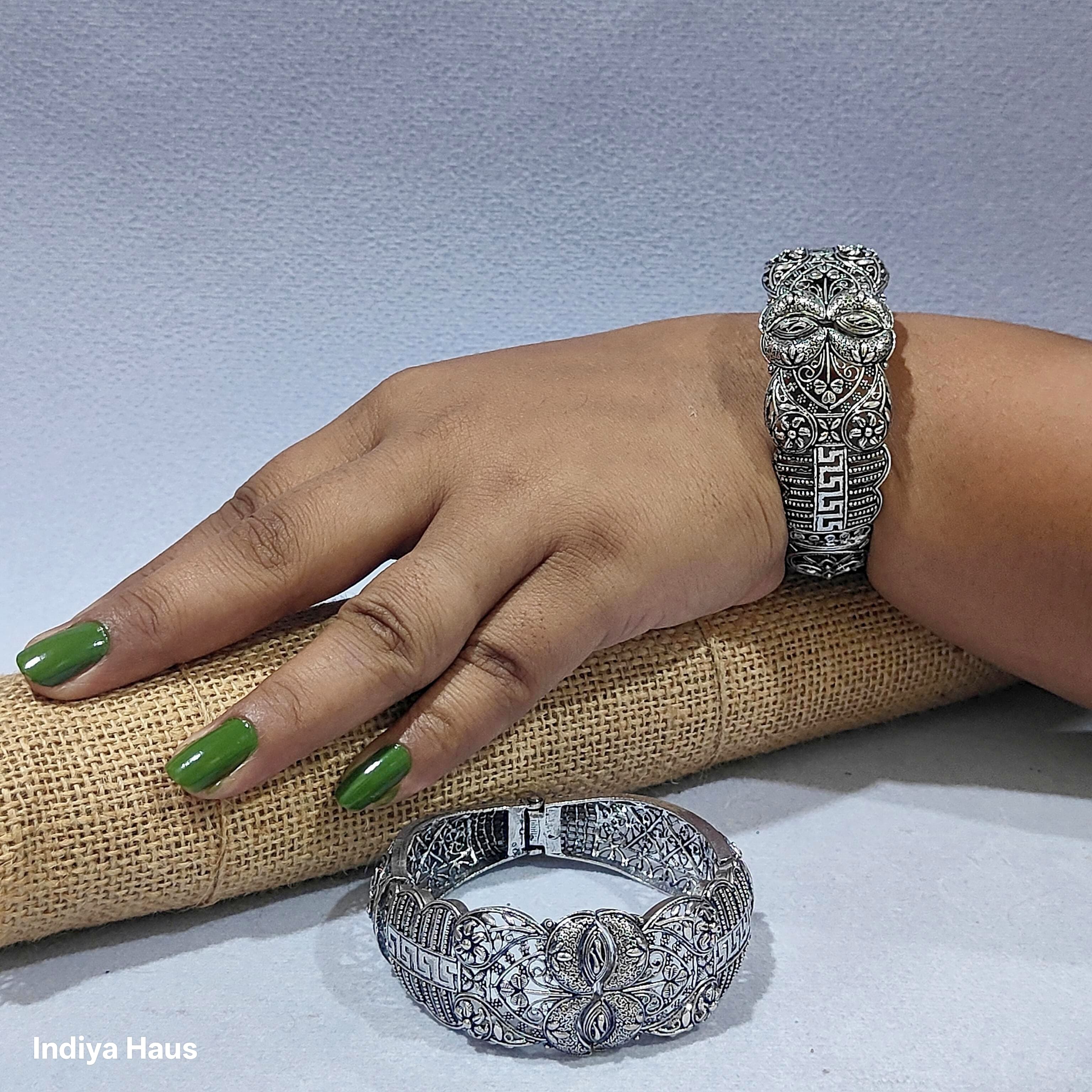 Intricate Filigree Oxidized Bangles