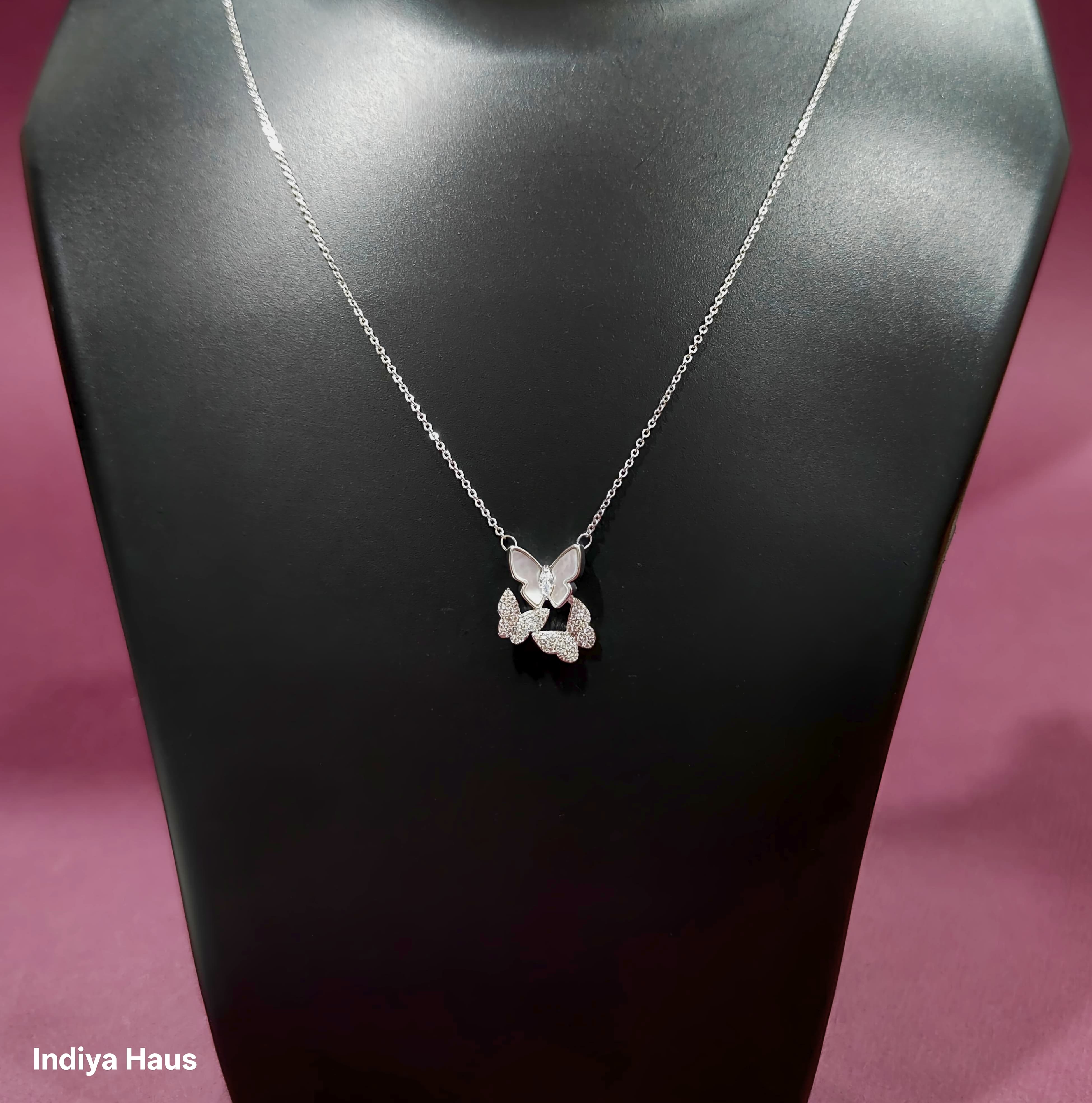 Sparkling Butterfly Cluster Necklace